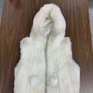 Faux White Fur Hooded Vest- Divide by H&M- Size 8